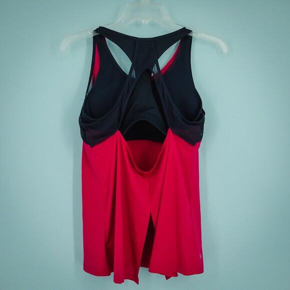 Athleta Size Medium M Essence CYA Support Pink Blue Strappy Back Bra Tank Top - Picture 4 of 8
